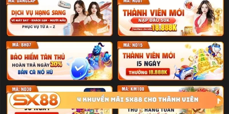 4 khuyến mãi SX88 cho thành viên