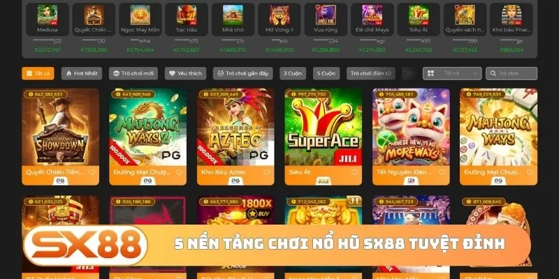 5 nền tảng chơi nổ hũ SX88 tuyệt đỉnh
