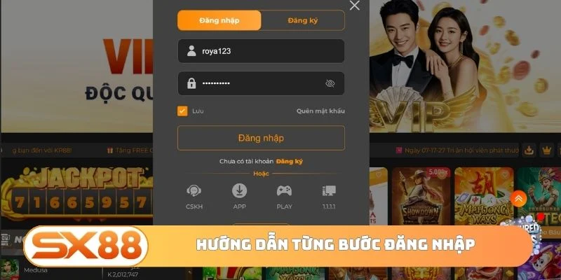 Hướng dẫn từng bước đăng nhập