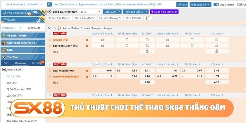 Thủ thuật chơi thể thao SX88 thắng đậm